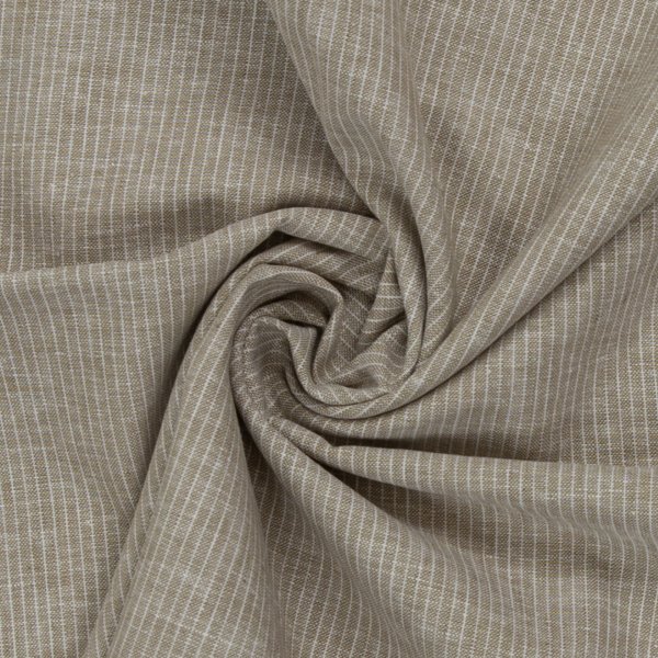 Leinen- Baumwoll Mischgewebe "Paul" schlamm meliert gestreift